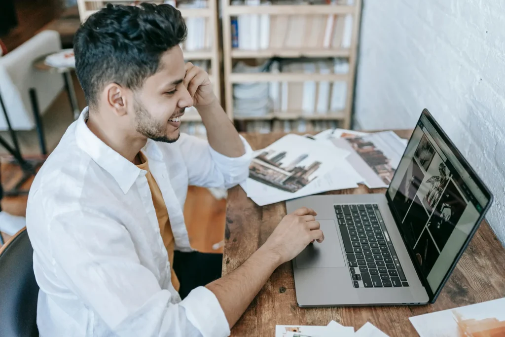 IT professional working on a laptop